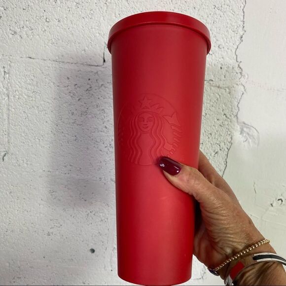 Starbucks Solid Matte Red BPA Free Venti 24 Fl Oz Logo Tumbler - Picture 1 of 7